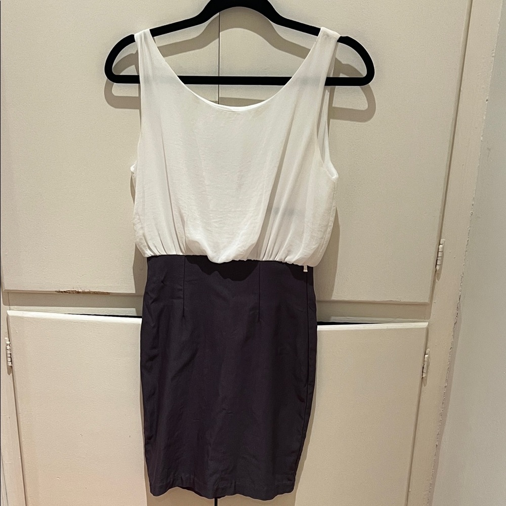 Foreign Exchange White and Grey Midi Dress